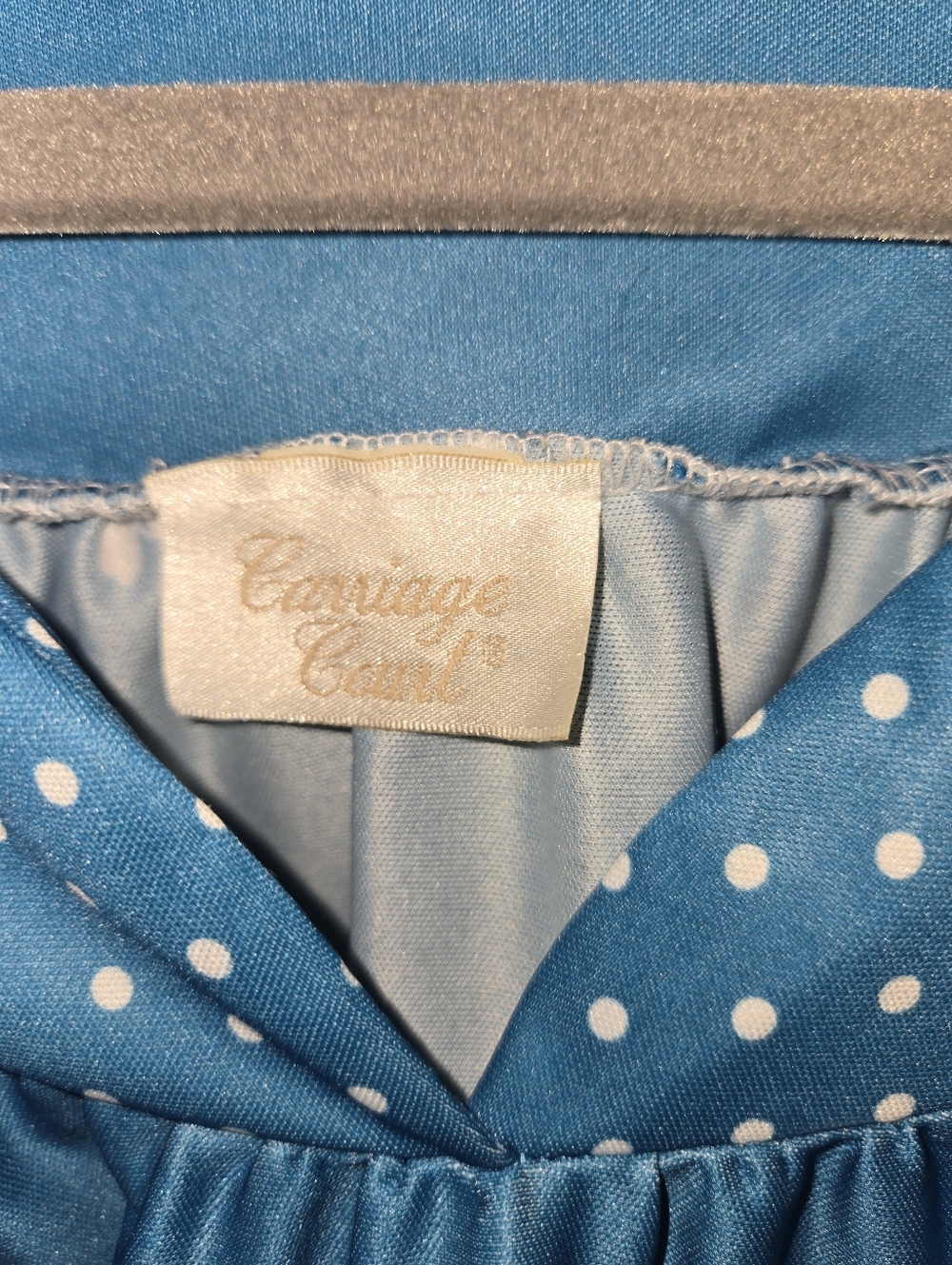 Vintage Carriage Court Blue White Floral Mumu Caftan Nightgown - Picture 5 of 7